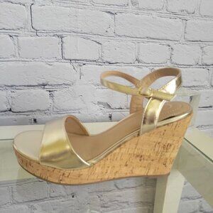 C Comfort Metallic Cork Wedges Style # 45291863 SZ 9